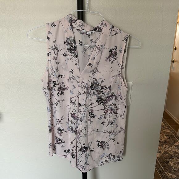 Bar III Pink Floral Blouse with Mandarin Collar - Picture 1 of 1